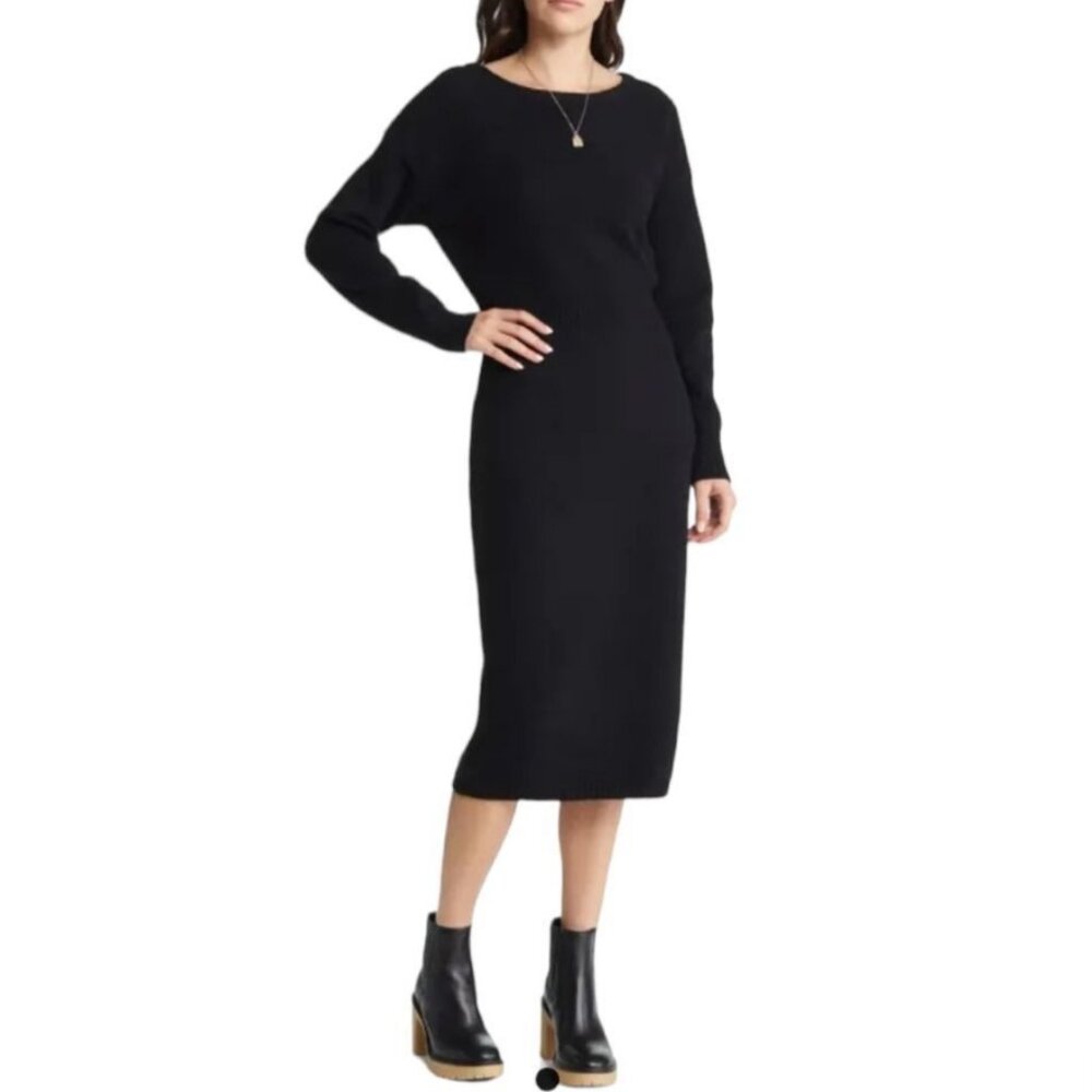 NWT Women's‎ TREASURE & BOND Midi Sweater Dress Black | Size M